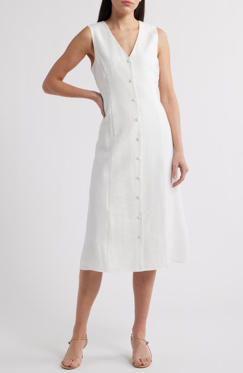 Charles Henry Button-up Midi Dress In Ivory