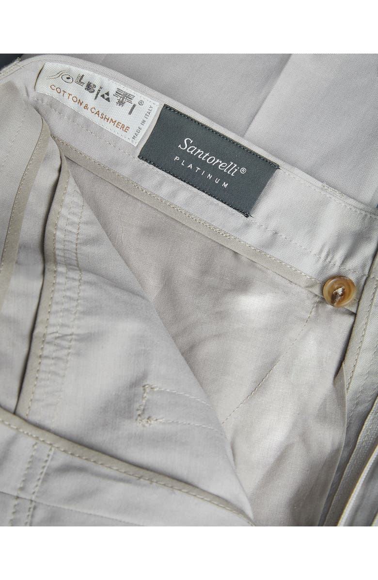 Santorelli Flat Front Cotton & Cashmere Pants, Alternate, color, Taupe