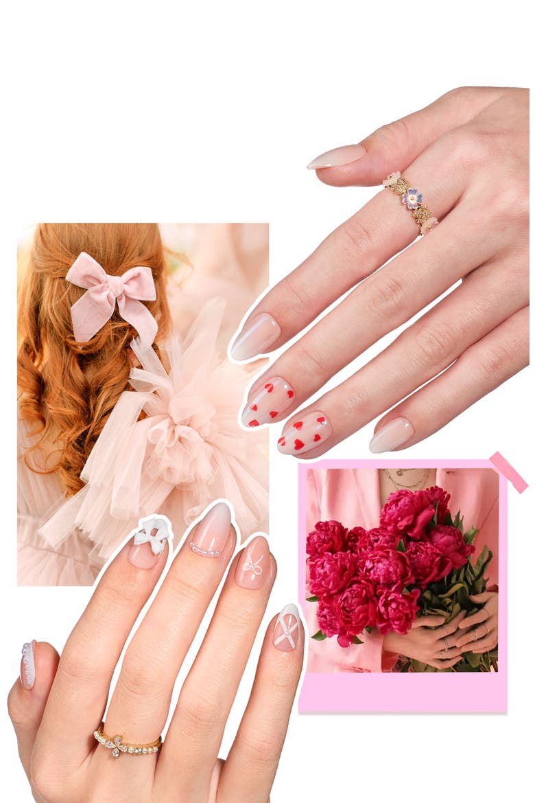 French Tip Gel Press On Nail Starter Kit Short Almond, Alternate, color, None