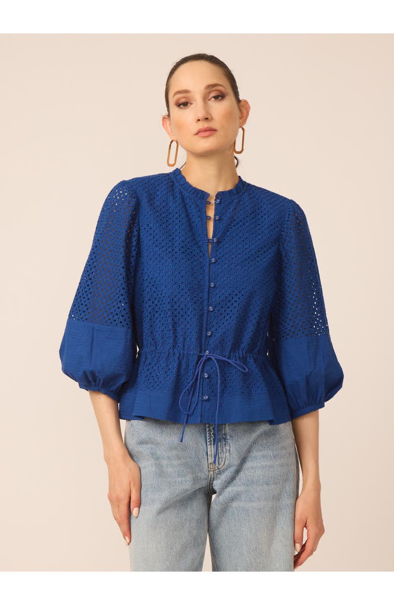 Gilner Farrar Iman Blouse, Main, color, Blue Eyelet