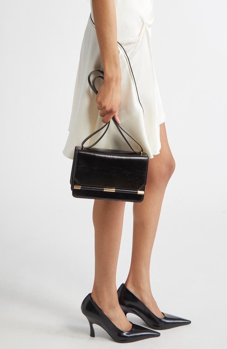 Victoria Beckham 202 Distressed Leather Shoulder Bag, Alternate, color, Black