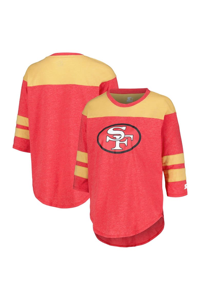 Women's Starter Scarlet San Francisco 49ers Fullback Tri-Blend 3/4-Sleeve T-Shirt, Alternate, color, Scarlet