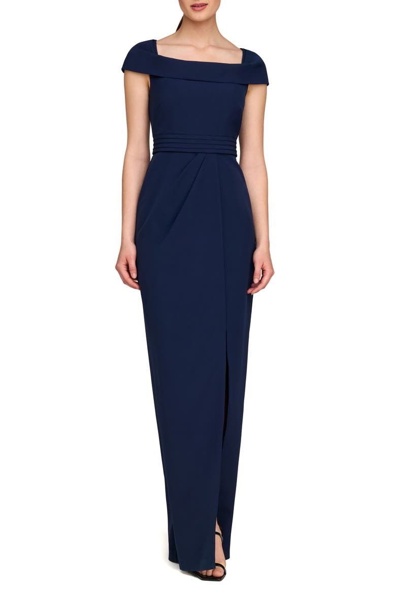 Anastasia Cap Sleeve Column Gown, Main, color, DARK MIDNIGHT