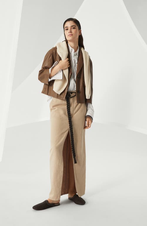 Brunello Cucinelli Monili Bead-embellished Skirt In Beige
