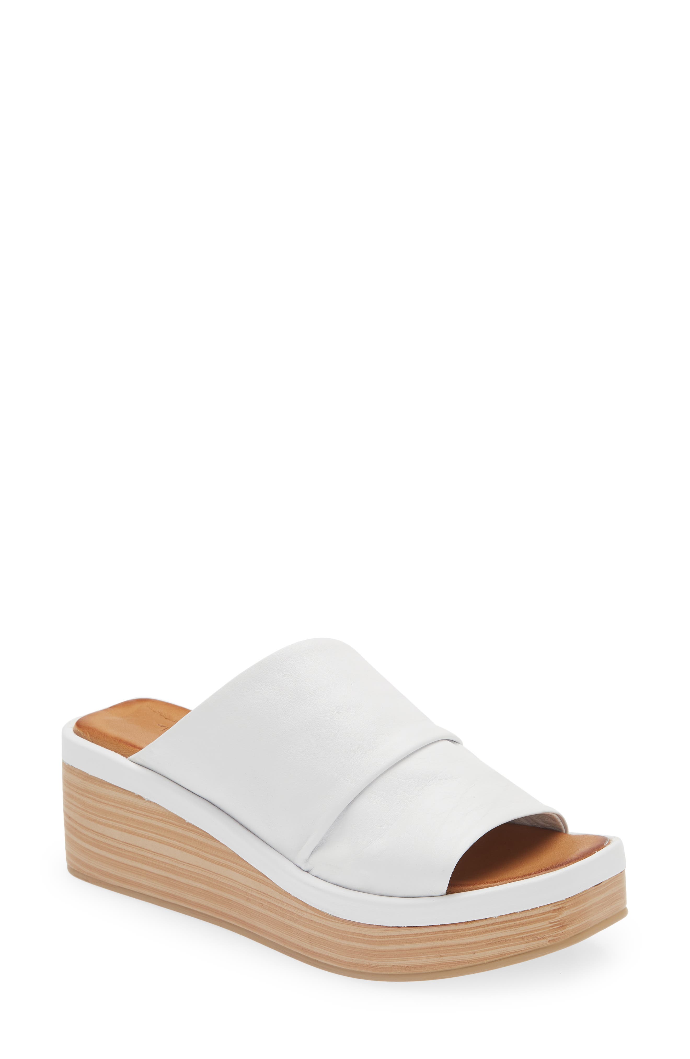 Larch Platform Wedge Slide Sandal, Main, color, WHITE
