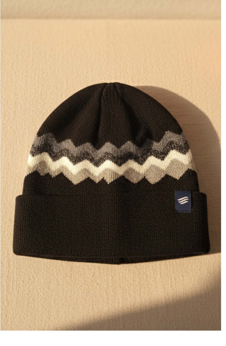 United By Blue The Merino Wool Mountain Scape Knit Beanie, Alternate, color, Black
