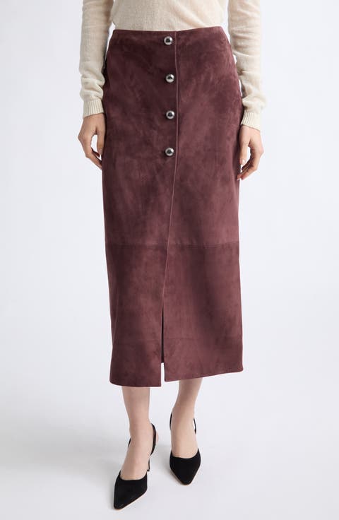 Pinkard Suede Midi Skirt