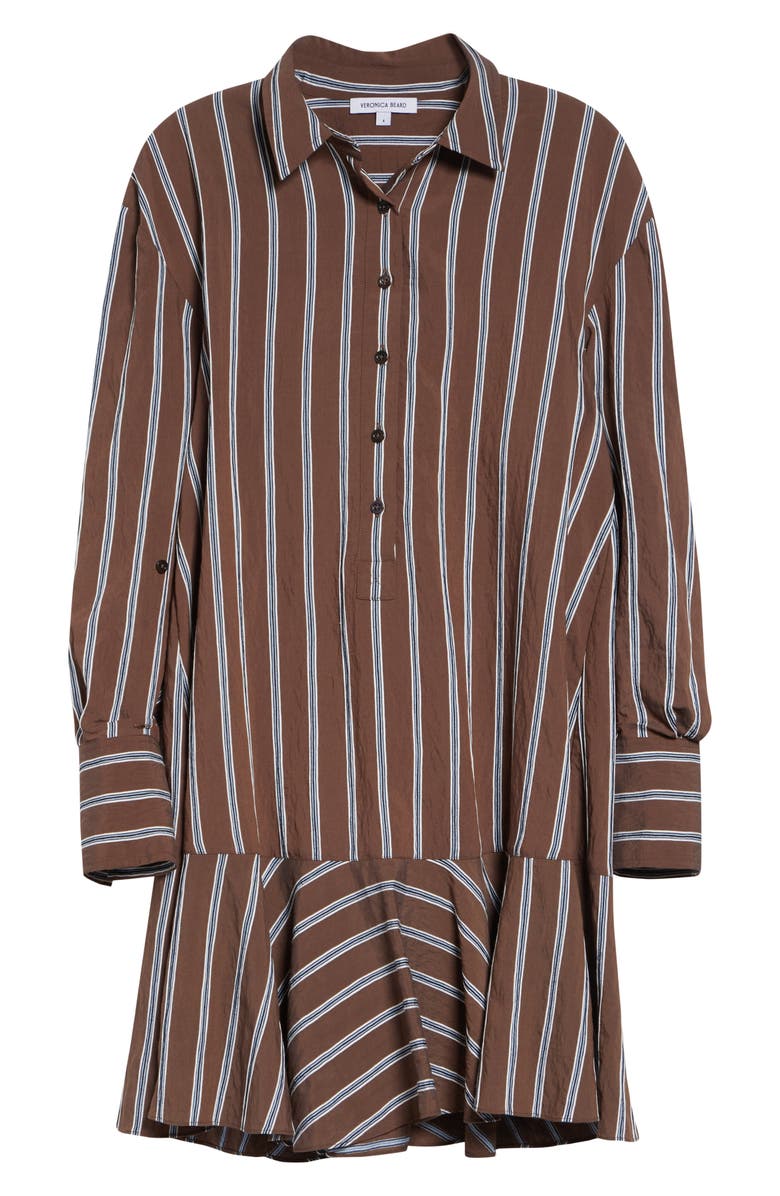 Veronica Beard Azriel Long Sleeve Shirtdress, Alternate, color, Dark Mocha