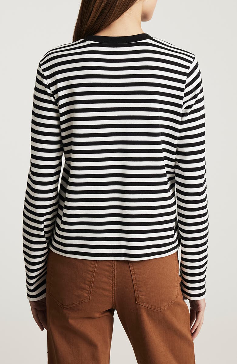 Mavi Jeans Stripe Long Sleeve Pocket T-Shirt, Alternate, color, Black White Stripe