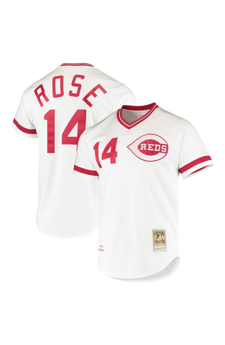 Mitchell & Ness Men's Mitchell & Ness Pete Rose White Cincinnati Reds Cooperstown Collection Authentic Jersey, Main, color, 
