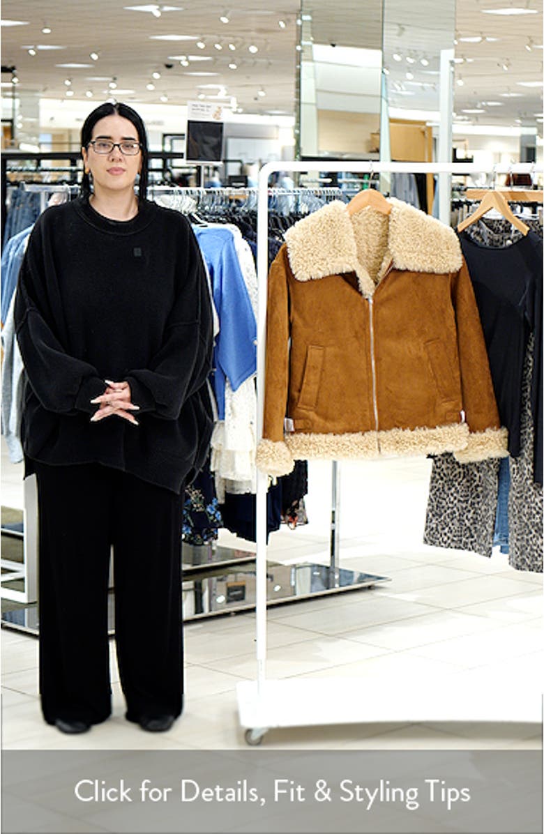 Adriana Faux Suede & Faux Shearling Trim Jacket, sales video thumbnail