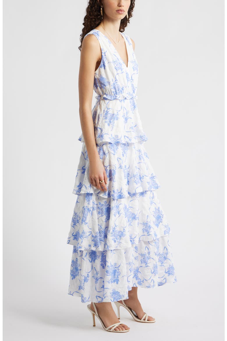 Floral Tiered Maxi Dress, Alternate, color, IVORY- BLUE ANTOINETTE FLORAL