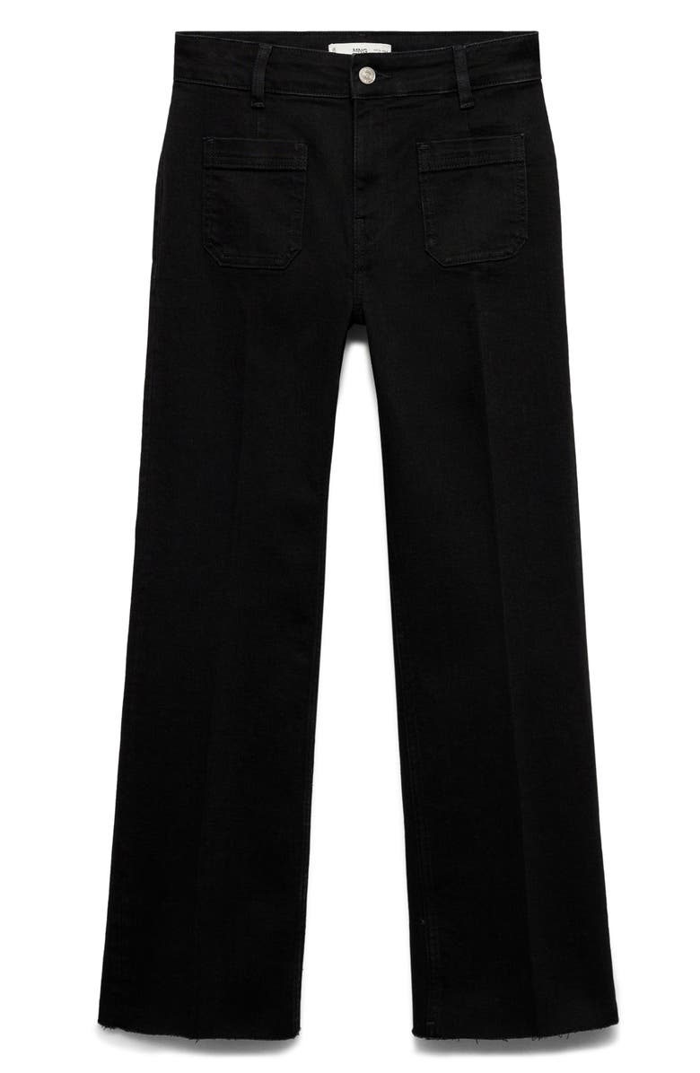 MANGO Alex Raw Hem Patch Pocket Crop Flare Jeans, Alternate, color, 