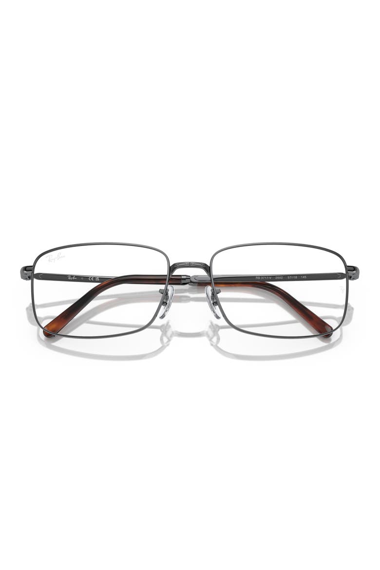 57mm Rectangular Optical Glasses, Alternate, color, GUNMETAL