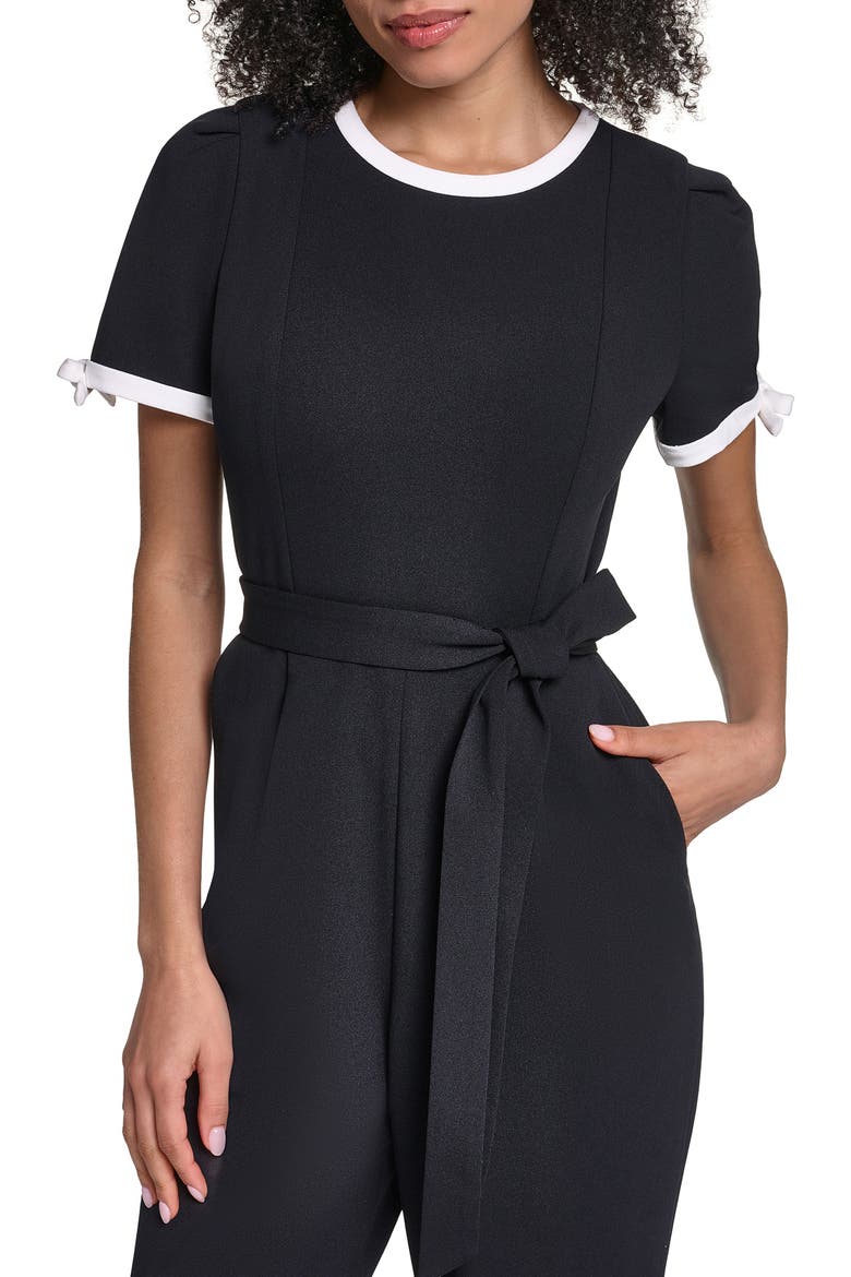 Scuba Crepe Jumpsuit, Alternate, color, BLACK/ SOFT WHITE