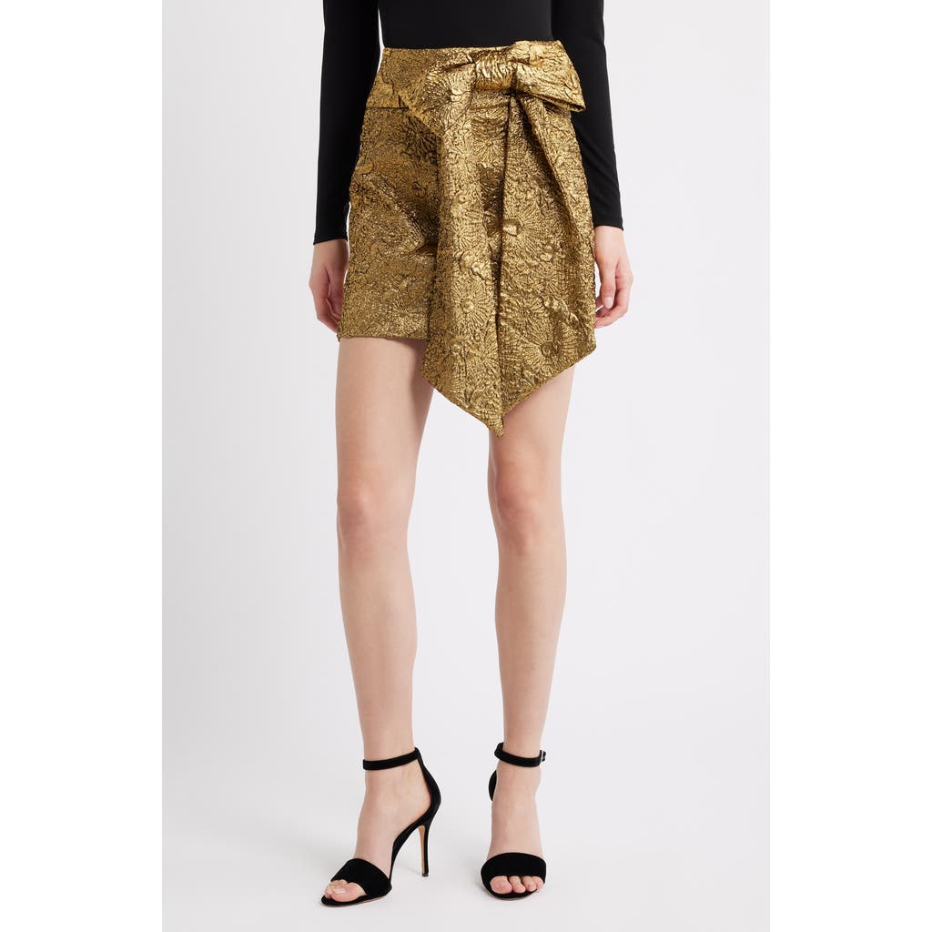 Ciebon Luana Metallic Jacquard Miniskirt In Brown