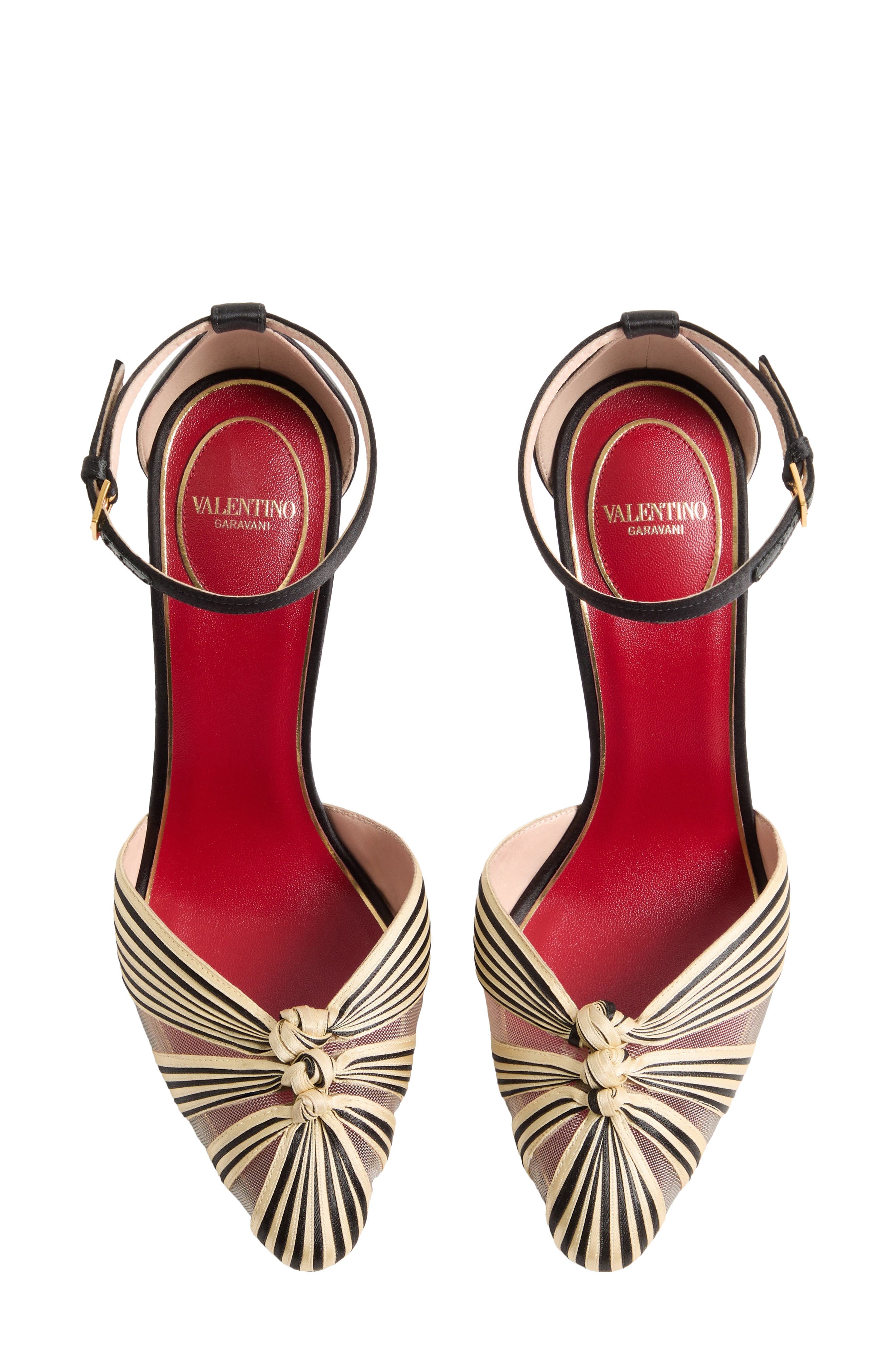 Valentino Annine Satin Ankle Strap Pump, Alternate, color, Black/ Beige