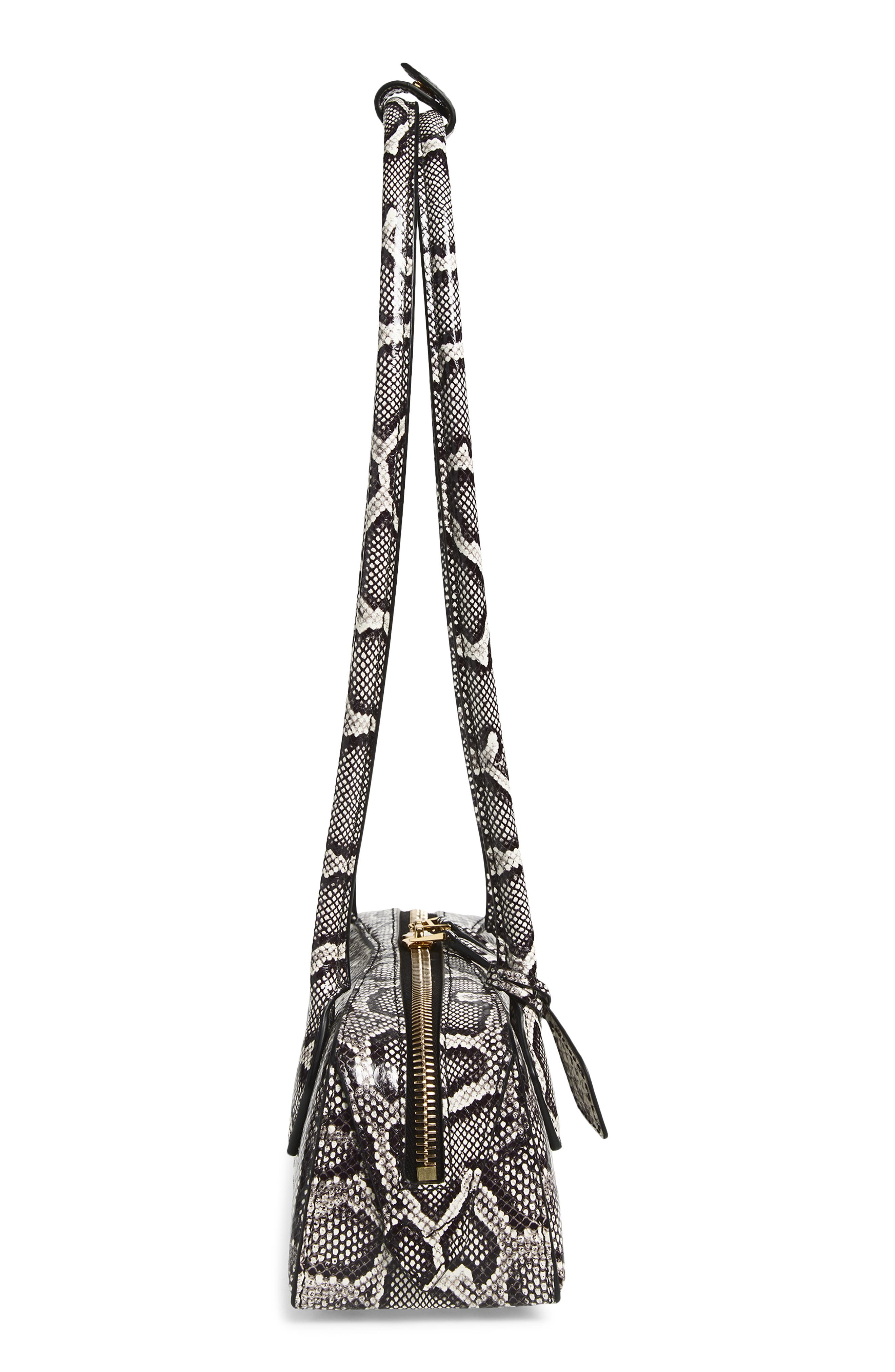 Alaïa Small Le Teckel Genuine Snakeskin East/West Shoulder Bag, Alternate, color, Blanc/ Noir
