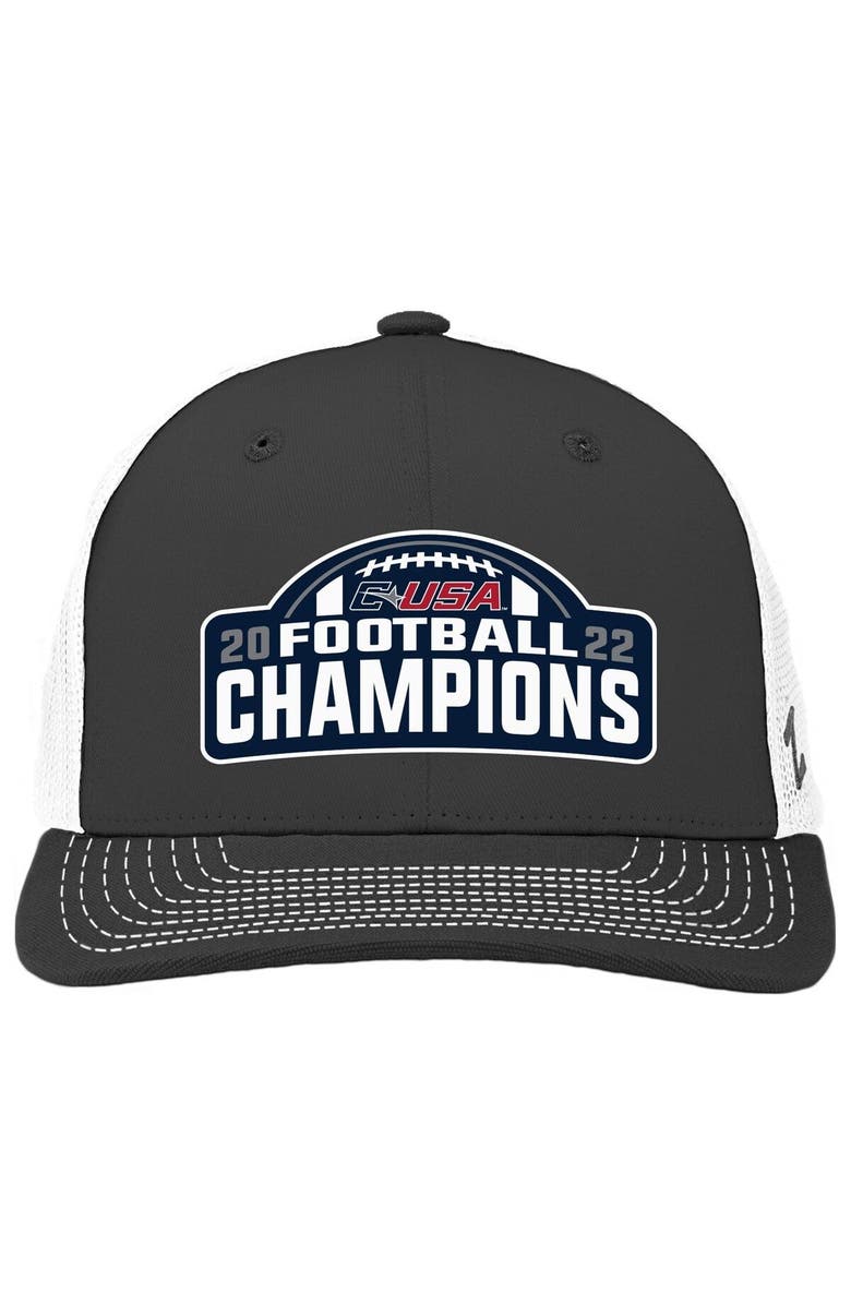 ZEPHYR Men's Zephyr Charcoal/White Texas San Antonio Roadrunners 2022 CUSA Conference Champions  Locker Room Adjustable Trucker Hat, Main, color, 