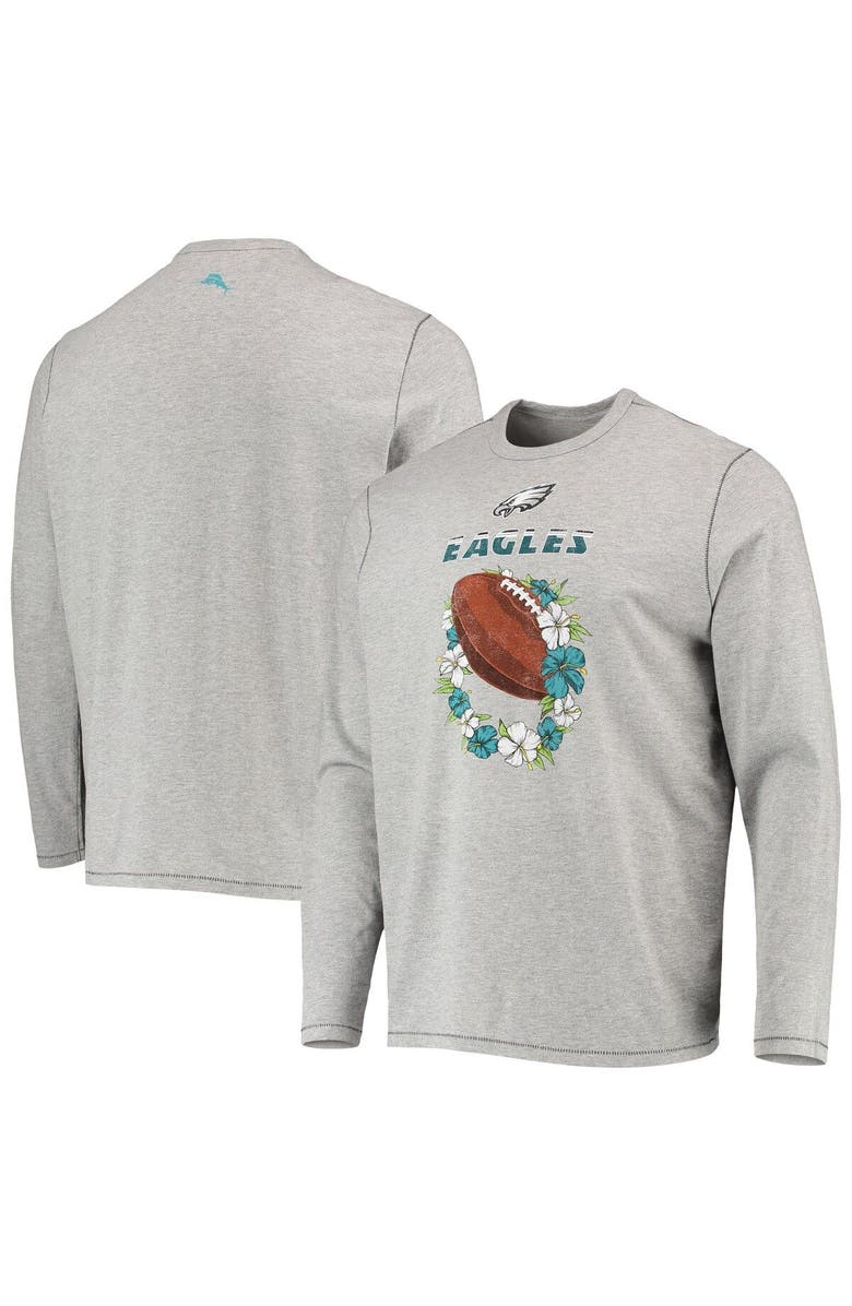 Tommy Bahama Men's Tommy Bahama Heathered Gray Philadelphia Eagles Sport Lei Pass Long Sleeve T-Shirt, Alternate, color,