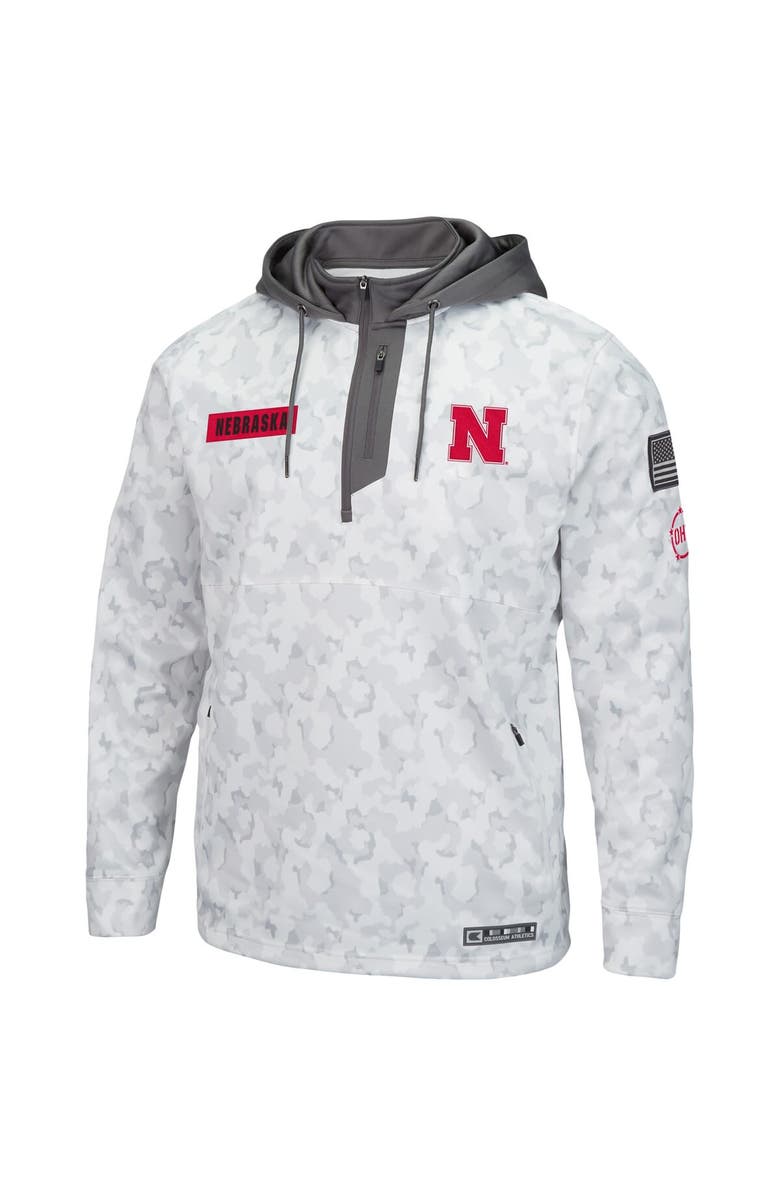 COLOSSEUM Men's Colosseum Arctic Camo Nebraska Huskers OHT Military Appreciation Quarter-Zip Hoodie, Alternate, color, Arctic Camo