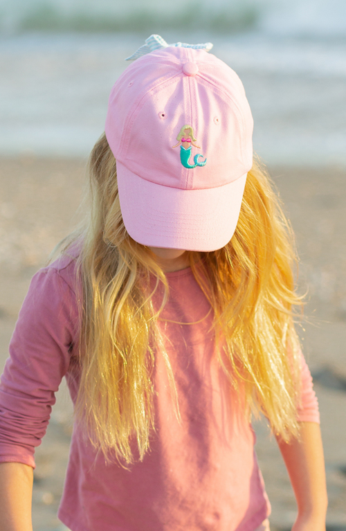 Bits & Bows Mermaid Twill Bow Baseball Hat In Pink