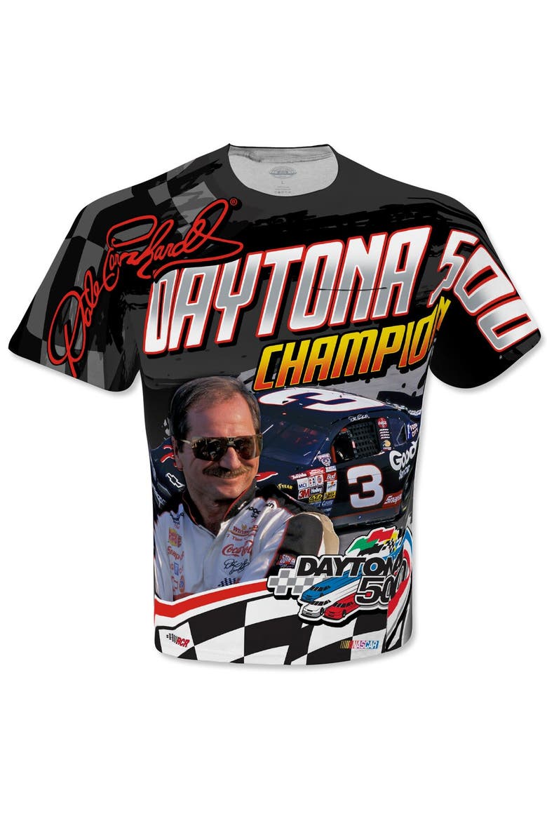 Men's Checkered Flag Sports Black Dale Earnhardt Daytona 500 Champion Legends T-Shirt, Alternate, color, Black