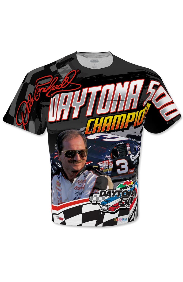 CHECKERED FLAG Men's Checkered Flag Sports Black Dale Earnhardt Daytona 500 Champion Legends T-Shirt, Alternate, color, Black