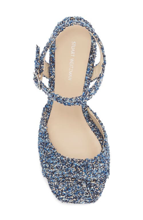 Stuart Weitzman Tia 75 Block Heel Sandal In Denim/gold