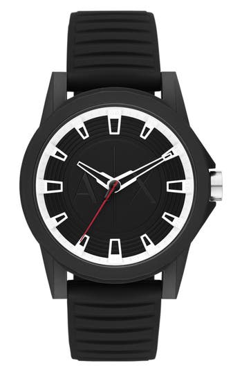 Armani Exchange Ax Three-hand Quartz Strap Watch, 44mm In Black
