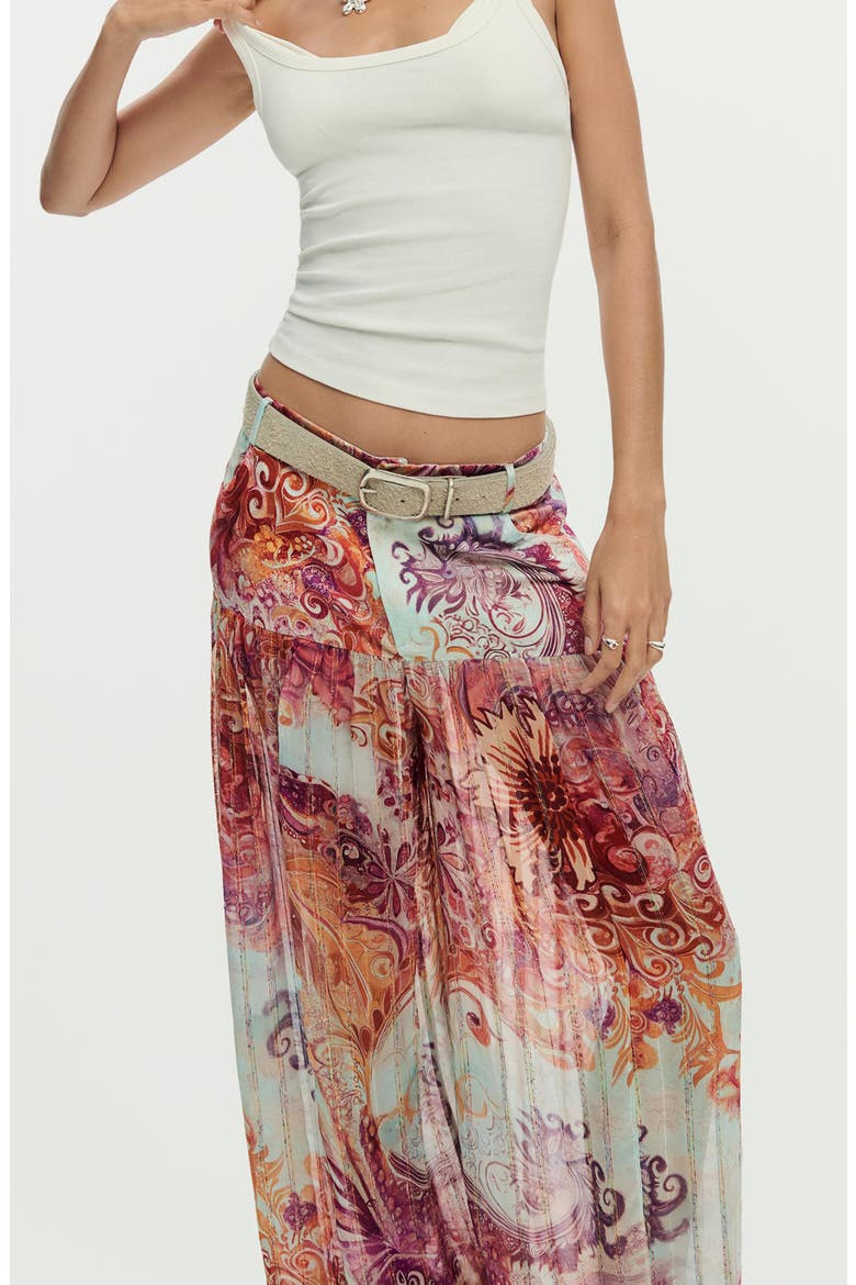Print Balloon Pants, Alternate, color, BURGUNDY