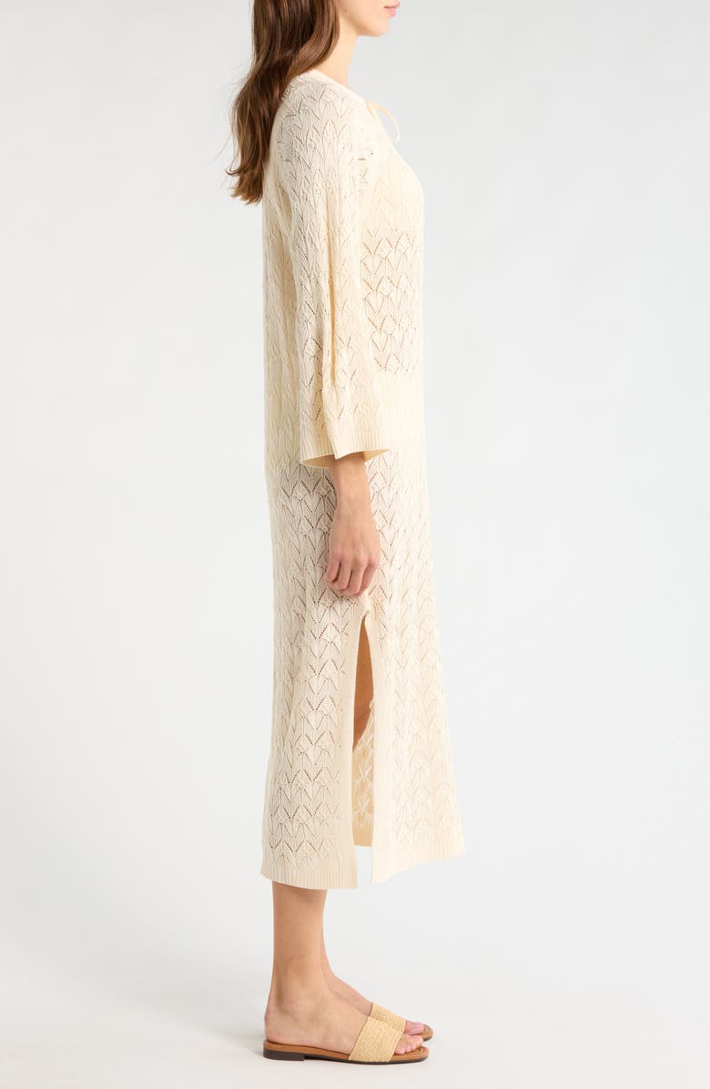 Elan Pointelle Cover-Up Midi Sweater Dress, Alternate, color, Natural
