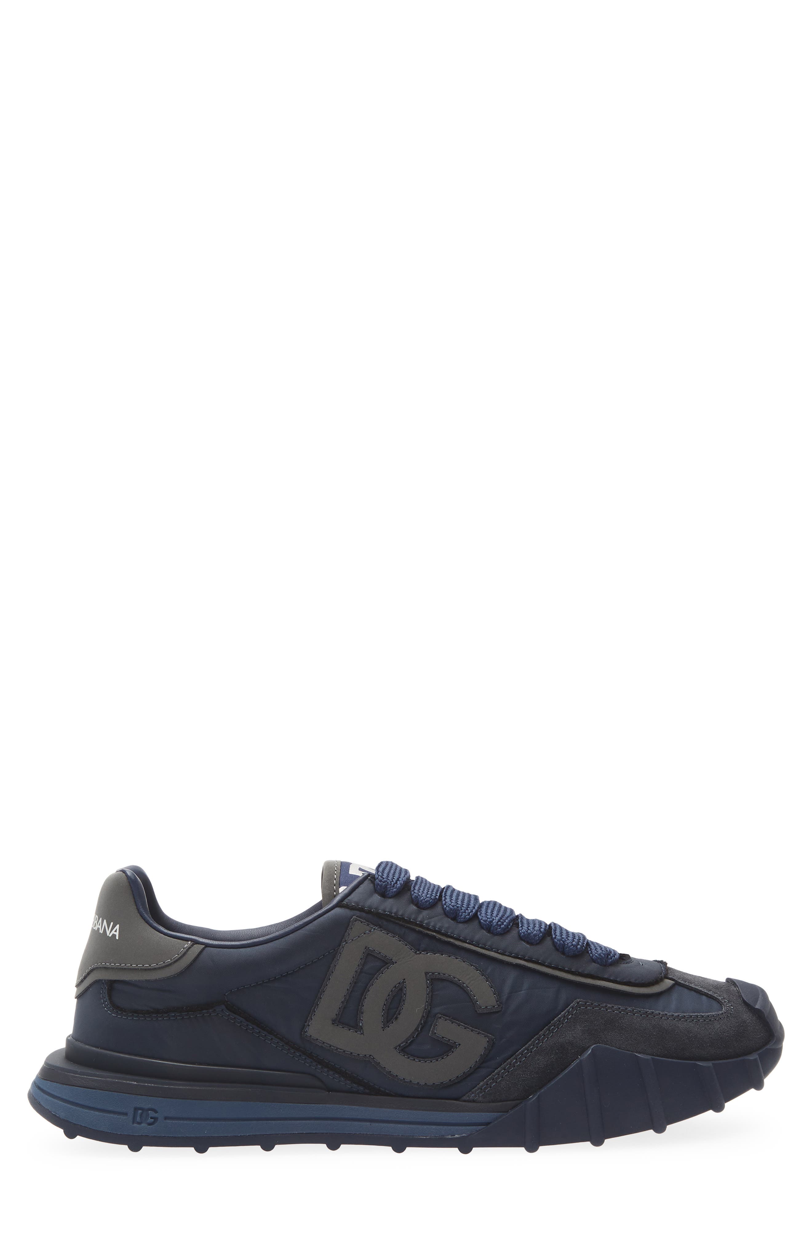 Leather & Textile Athletic Sneaker, Alternate, color, BLU MARINO