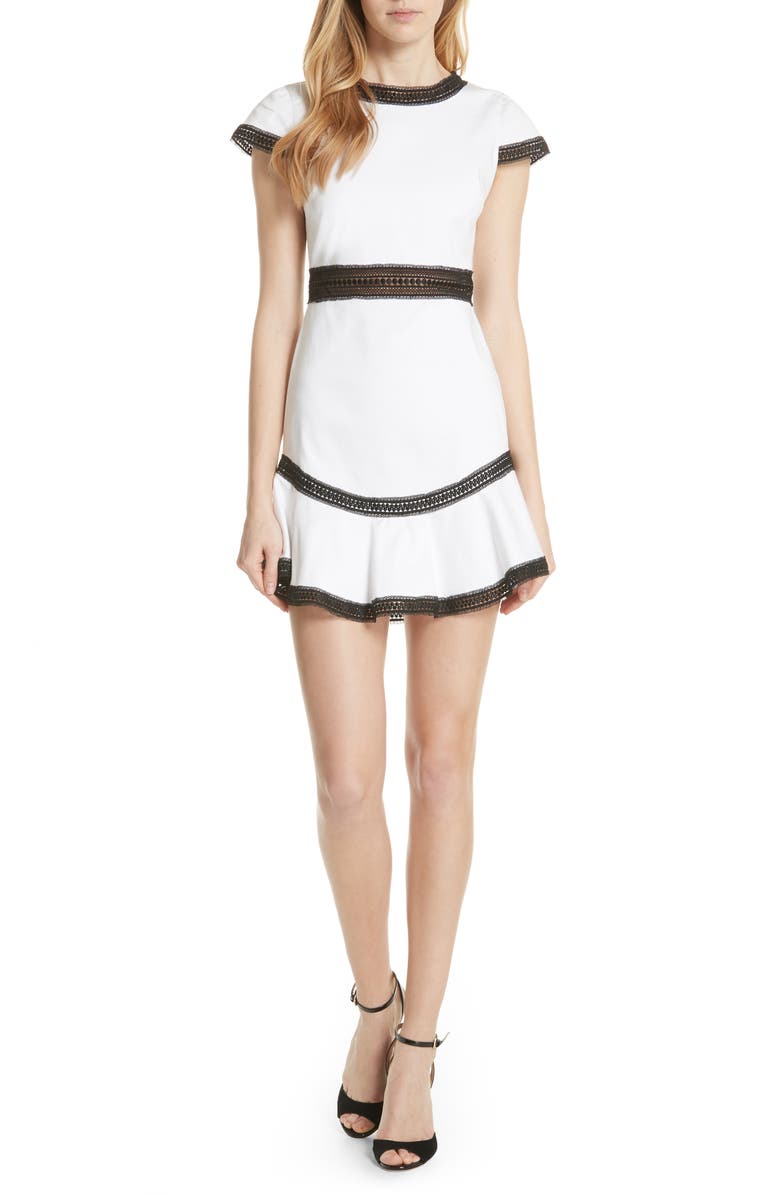 Alice + Olivia Rapunzel Stretch Cotton Fit & Flare Minidress, Main, color,
