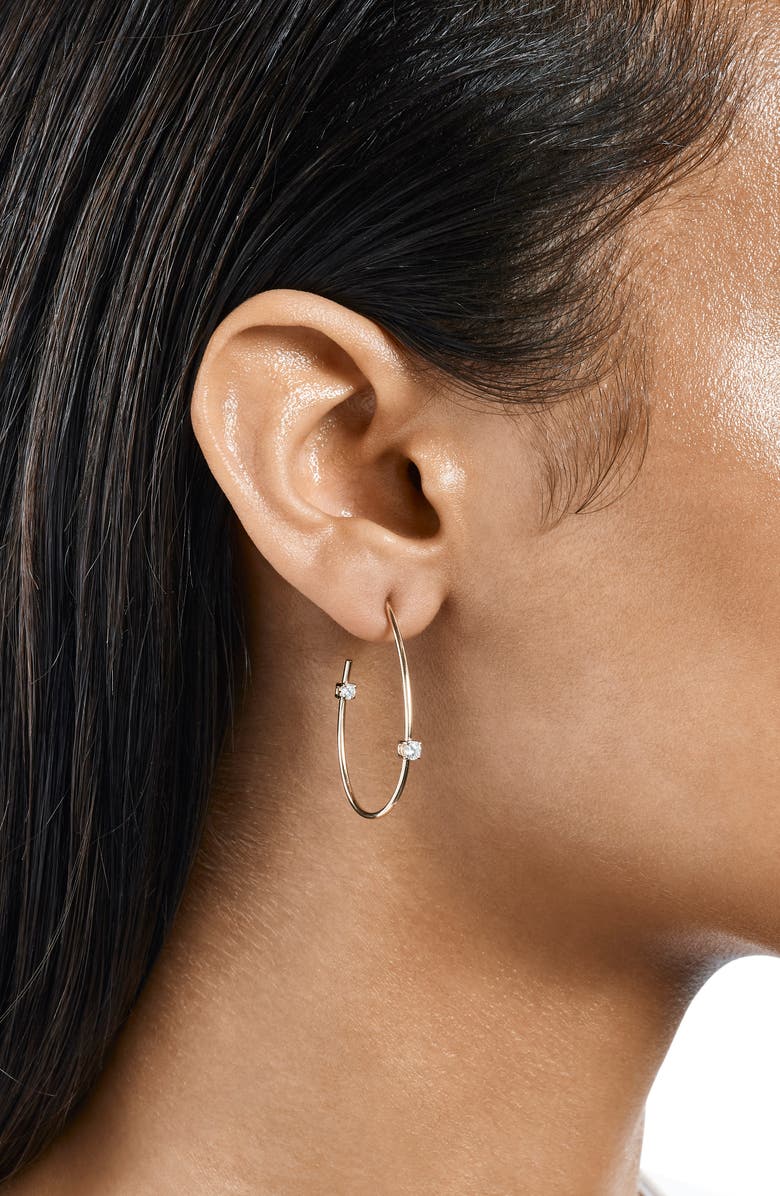 LANA 14K Gold Solo Diamond Teardrop Hoop Earrings, Alternate, color,