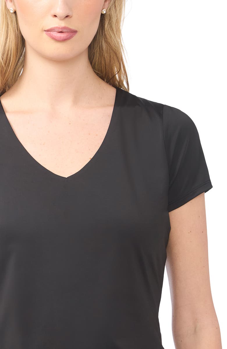 Halogen<sup>®</sup> V-Neck Compression T-Shirt, Alternate, color, Rich Black 060