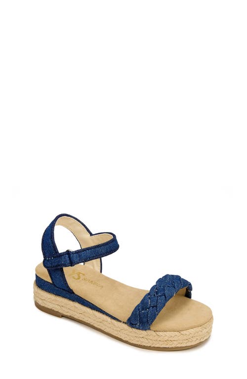 Yosi Samra Kids' Miss April Espadrille Ankle Strap Platform Wedge Sandal In Blue