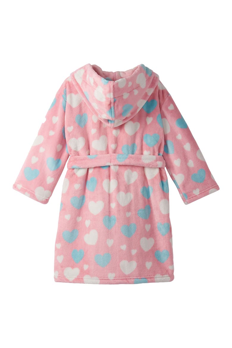 Kids' Big Hearts Hooded Fleece Robe, Alternate, color, ORCHID PINK