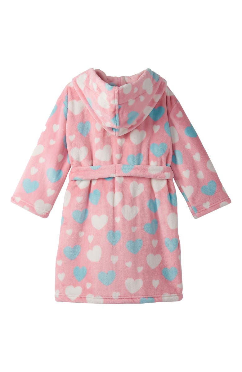 Hatley Kids' Big Hearts Hooded Fleece Robe, Alternate, color, Orchid Pink