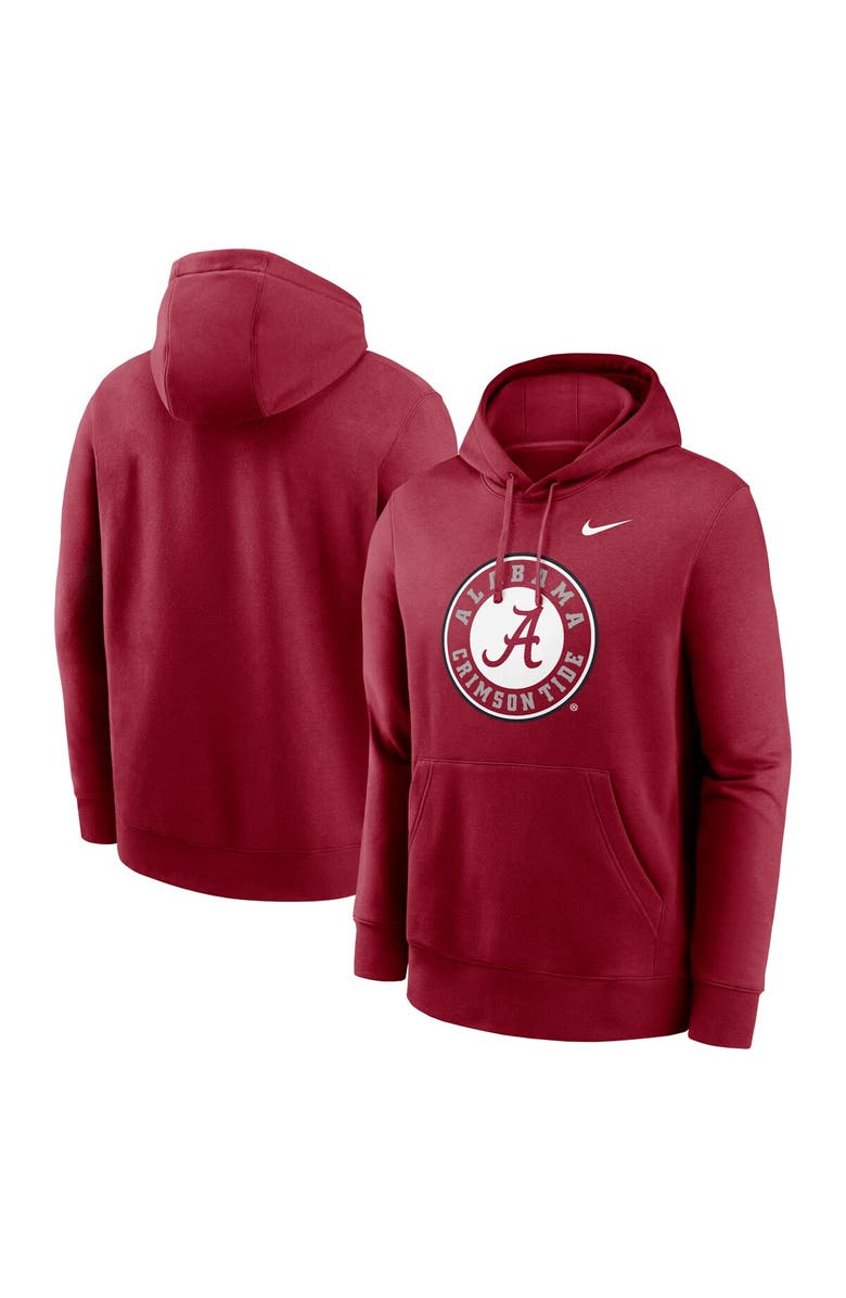 Nike Men's Nike Crimson Alabama Crimson Tide Primetime Alternate Logo Club Fleece Pullover Hoodie, Alternate, color, Crimson