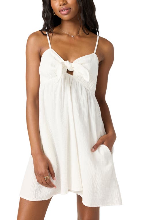 O'neill Juniors' Natalya Sleeveless Tie-front Mini Dress In White
