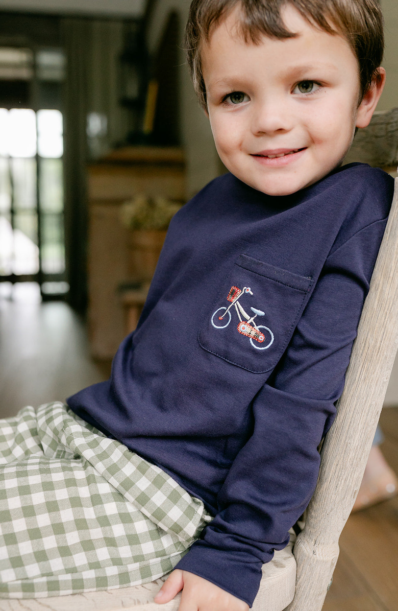 Little Paper Kids Brooks Pocket Bicycle Tee, Alternate, color, Navy