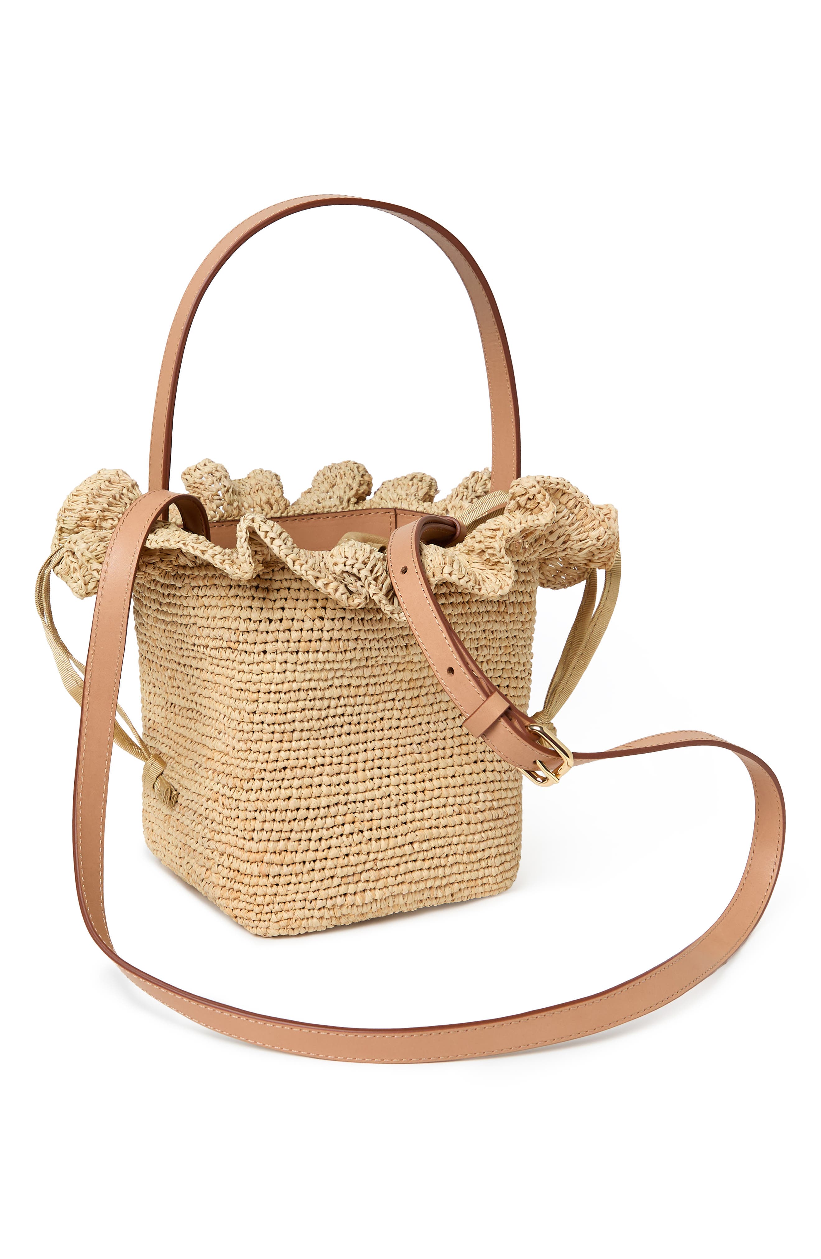Loeffler Randall Laith Raffia Bucket Bag, Alternate, color, Natural