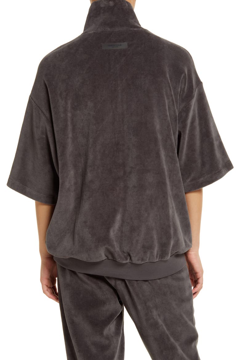 Velour Oversize Half Zip Pullover, Alternate, color, IRON