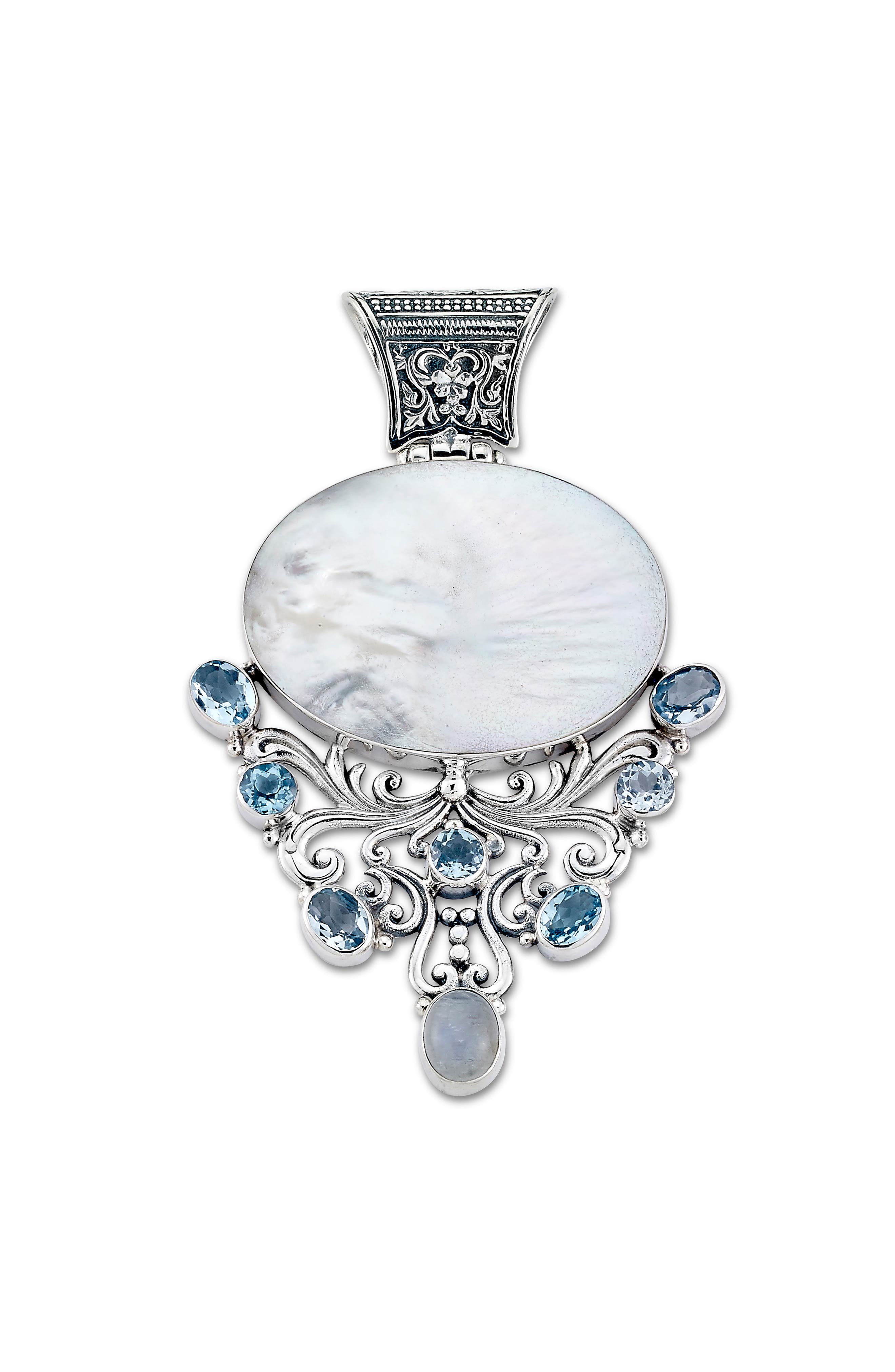 SAMUEL B. Blue Topaz & Mother-of-Pearl Pendant