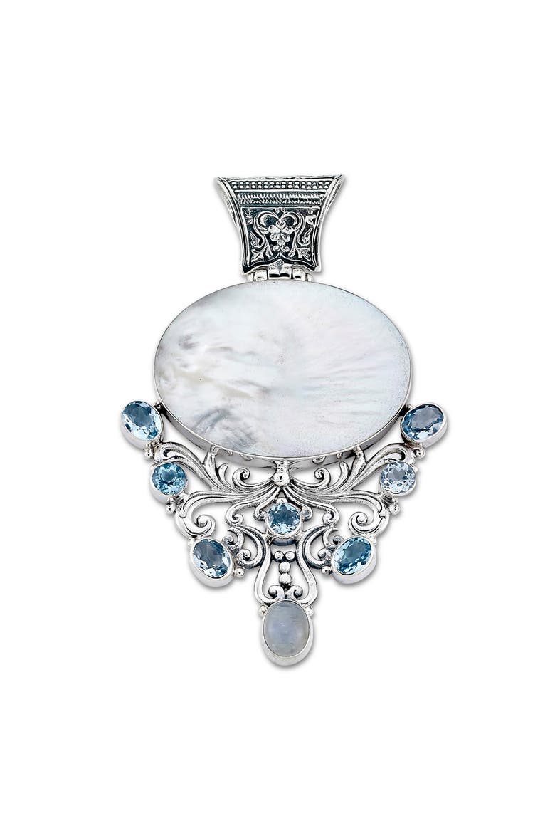 Blue Topaz & Mother-of-Pearl Pendant, Main, color, BLUE
