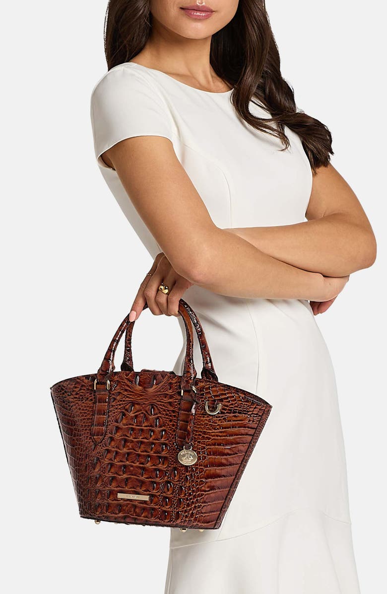 Brahmin Jenny Croc Embossed Leather Satchel, Alternate, color, Succulent Bloom