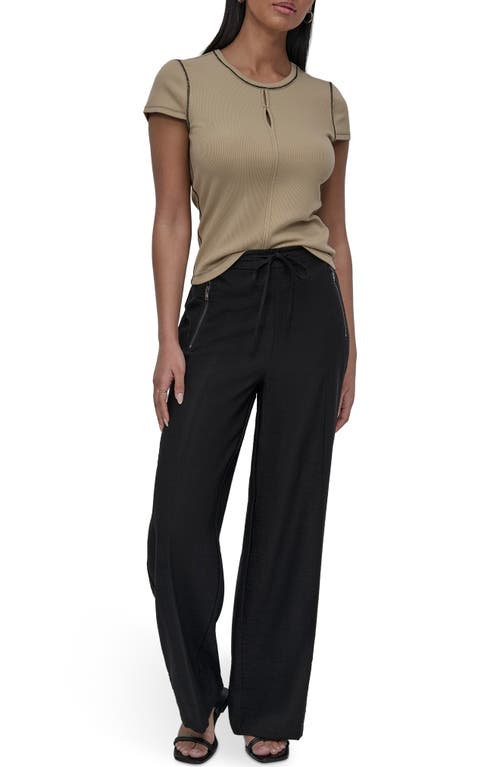 Dkny Contrast Stitch Rib Knit T-shirt