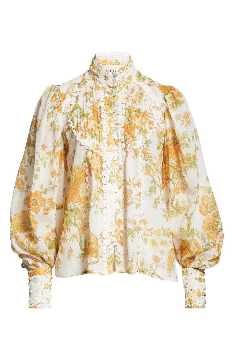 ALEMAIS Songbird Print Balloon Sleeve Blouse, Alternate, color,