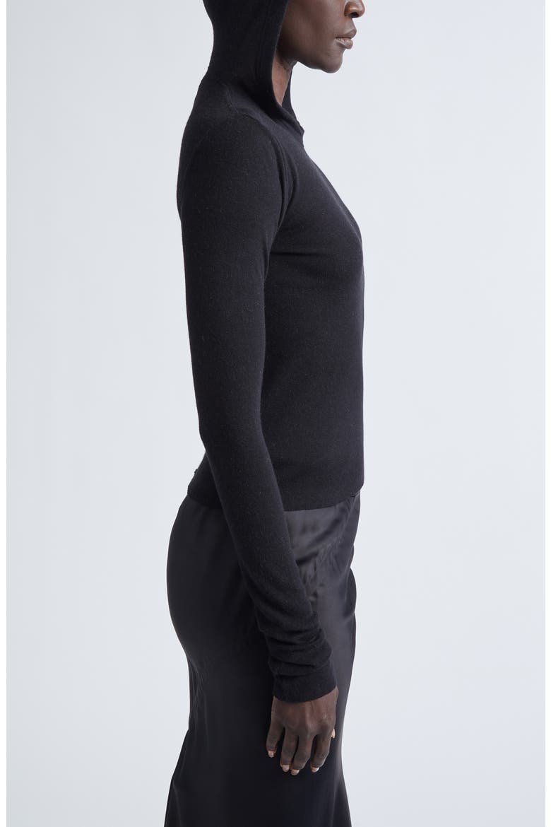 Rib Crop Hoodie, Alternate, color, BLACK